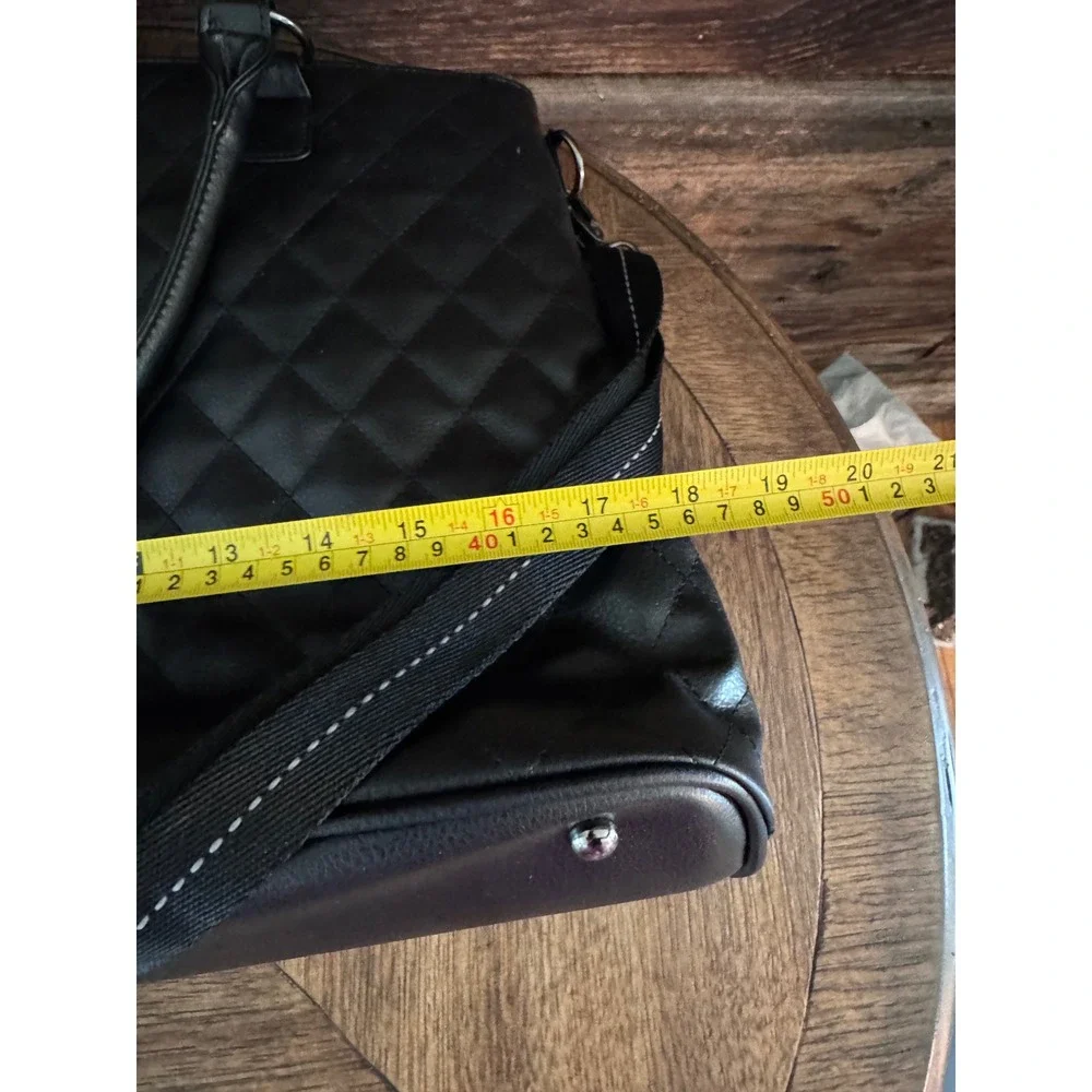 Solo New York Quilted Laptop Tote Bag Black Work Briefcase Crossbody Strap